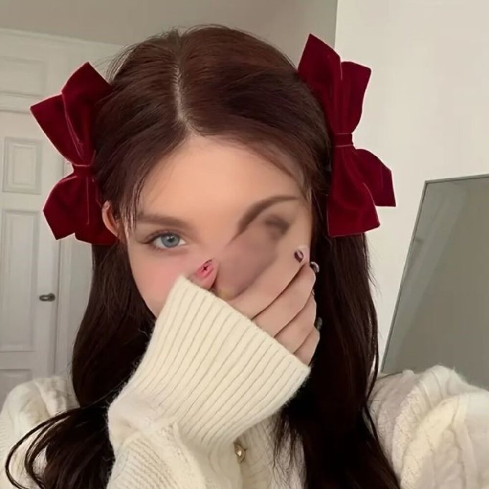 NEW Garnet Red Velvet Bows Set of Two Clip-on